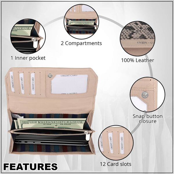 CLOSE OUT - UNION CODE: Echtleder Brieftasche mit Schlangen-Pr&auml;gung, Schwarz image number 3