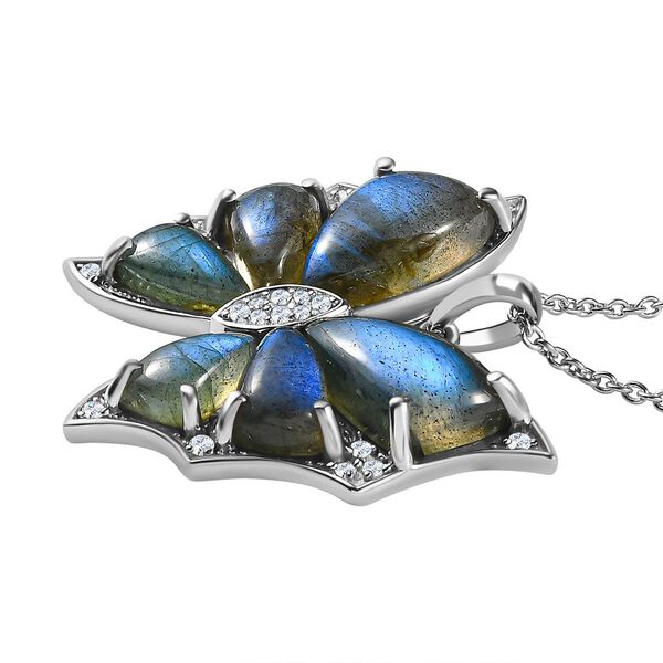 GP Italian Garden Kollektion- AA Labradorit, Zirkon und blauer Saphir-Anh&auml;nger und 45cm Kette- 15,36 ct. image number 3
