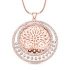 Weißer Kristall Mandala-Anhänger mit Kette, roséfarben