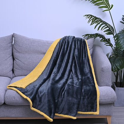 Superweiche Decke aus Sherpa und Flanell, Größe 150x200 cm, Dunkelgrau