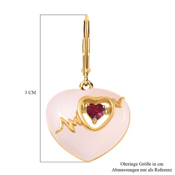 Wei&szlig;e Jade, Rhodolith Granat Ohrringe 925 Silber Gelbgold Vermeil ca. 17,00 ct image number 6