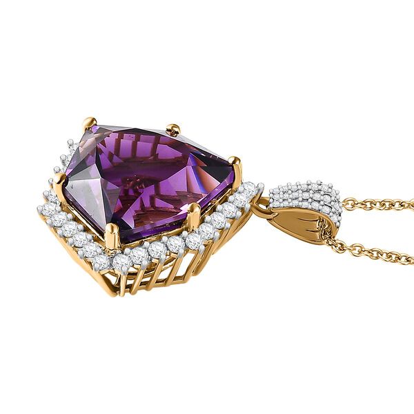 AA afrikanischer Amethyst und Zirkon-Anh&auml;nger mit Kette - 22,25 ct. image number 4