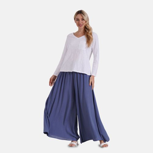 Gesmokte Taillen-Culottes, locker, bequem, elastischer Bund, Einheitsgröße, Blau image number 0