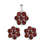 2er Set - Natürlicher Mosambik Granat Anhänger und Ohrringe, 925 Silber platiniert ca. 2.94 ct