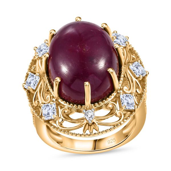 AA Afrikanischer Rubin und Zirkon-Ring - 21,43 ct. image number 6