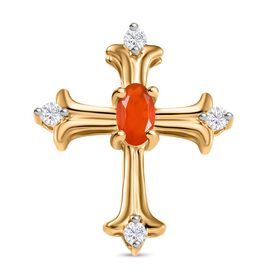 AAAA Blaze-Feueropal, Moissanit Anhänger 925 Silber 750 Gelb Vergoldet ca. 0,28 ct.