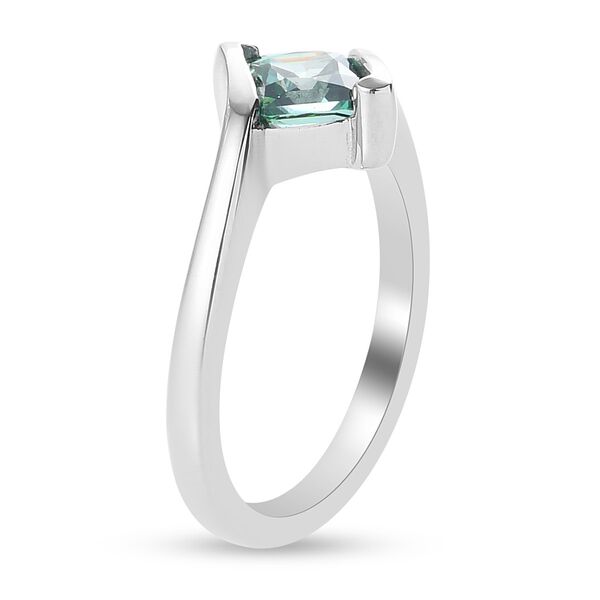 LUSTRO STELLA Hergestellt mit Gr&uuml;ner ZIRKONIA Solit&auml;r Ring 925 Silber Platin-&Uuml;berzug (Gr&ouml;&szlig;e 16.0) image number 4