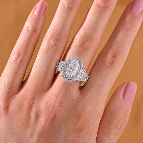 Moissanit Ring 925 Silber rhodiniert (Größe 19.00) ca. 4,14 ct image number 1