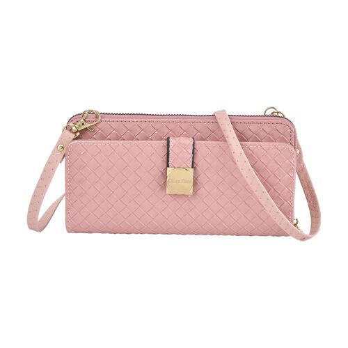 CLOSE OUT - gewebte Crossbody Tasche, Multifächer, Rosa image number 0