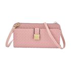 CLOSE OUT - gewebter Crossbody glänzend Tasche, Multifächer, 20x10 cm, Rosa