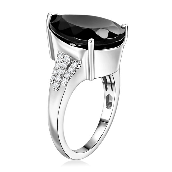 Elite Shungit und Zirkon Ring 925 Silber platiniert image number 5