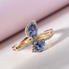 AA Tansanit und Zirkon Bypass Ring 925 Silber vergoldet  ca. 0,84 ct image number 1