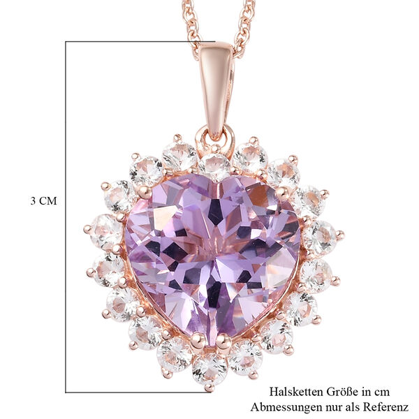 Rose De France Amethyst und wei&szlig;er Topas Anh&auml;nger mit Silberkette, 50 cm, 925 Silber Ros&eacute;gold Vermeil ca. 15,23 ct image number 6