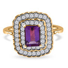Afrikanischer Amethyst und Zirkon-Ring, 925 Silber vergoldet (Größe 16.00) ca. 1,41 ct
