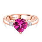 AAA Lab Grown Rosa Saphir, Weißer Diamant Ring 925 Silber 750 Roségold Vermeil (Größe 20.00) ca. 2.72 ct