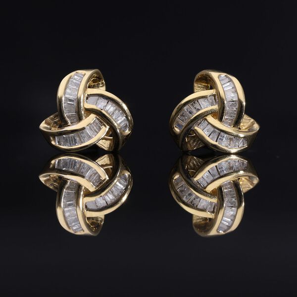 LUXURIANT SI-GH SGL zertifizierte Labor Diamant Liebesknoten Ohrringe, 925 Silber 750 Gelbgold Vermeil - 0,25 ct. image number 1