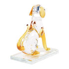 Dekorative Kristallglas Hunde-Figur auf quadratischem Ständer, Größe 12x12x6 cm, Gelb image number 2