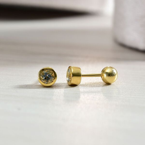 Aquamarin Ohrringe, 925 Silber 750 Gelbgold Vermeil - 0,51 ct. image number 1
