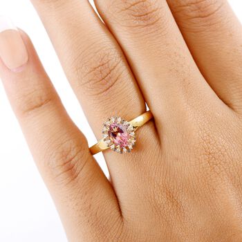 D'Joy Blush Turmalin, roter Diamant und Zirkon Ring - 1 ct.