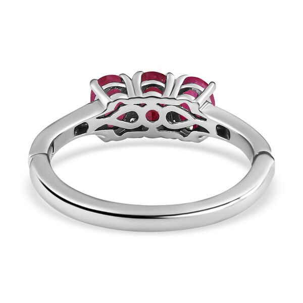 Afrikanischer Rubin (Fissure gefüllt) und weißer Zirkon Ring mit Öffnungsmechanismus, 925 Silber platiniert (Größe 21.00) ca. 2.23 ct image number 6