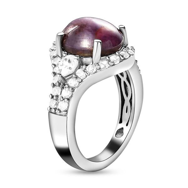 Sternrubin und weißer Zirkon-Ring, 925 Silber platiniert  ca. 8,48 ct image number 5
