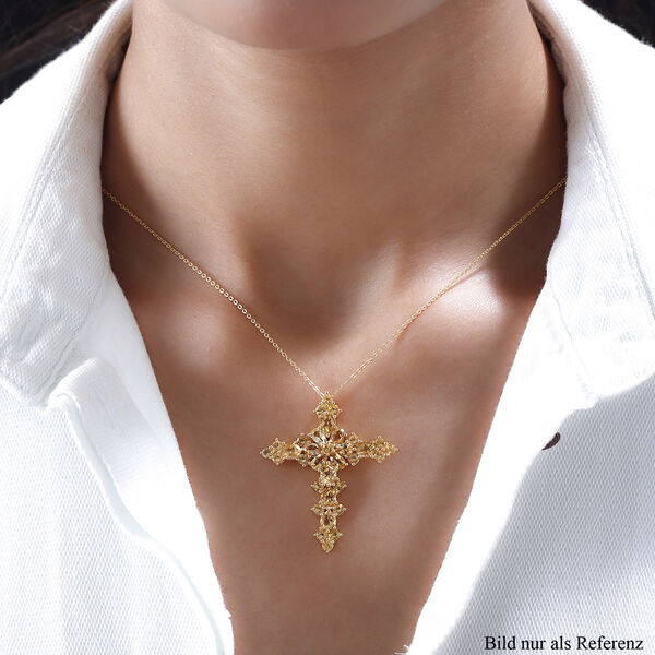 Citrin Kreuz-Anhänger mit Kette, 925 Silber vergoldet ca. 4,81 ct image number 2