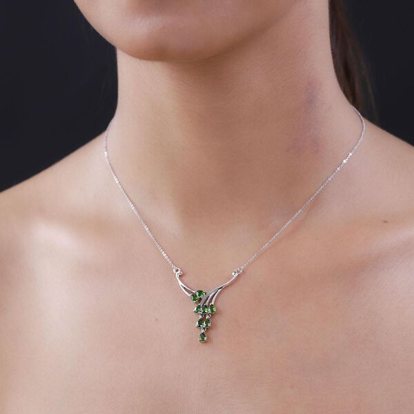 Natürliche Chromdiopsid Halskette, ca. 45 cm, 925 Silber platiniert ca. 1.19 ct image number 3