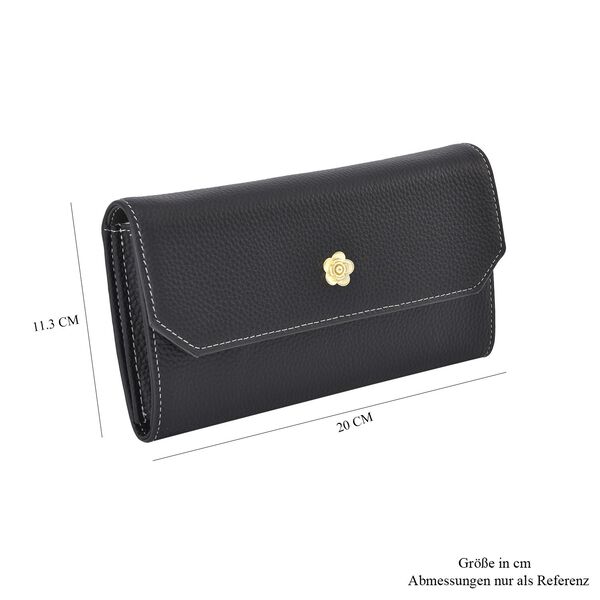 100% Echtleder Clutch mit RFID Schuz, 120 cm metall Riehmen, 20x12 cm, schwarz image number 7