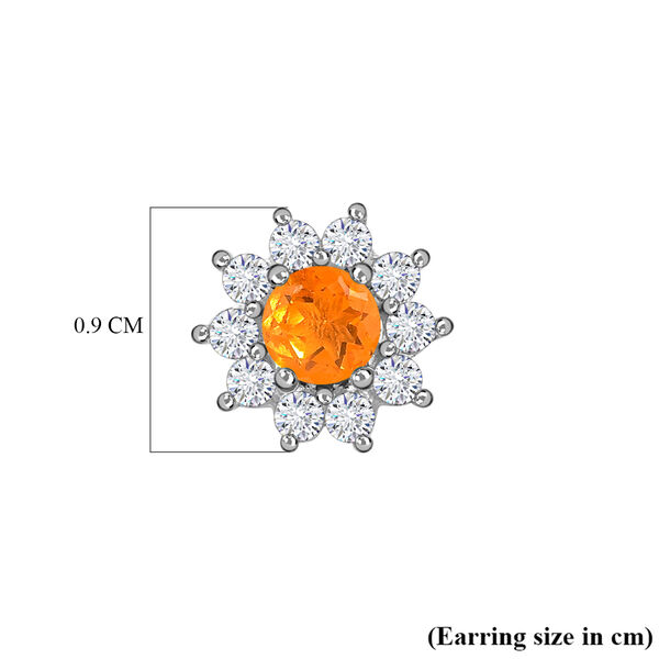 Feueropal, Wei&szlig;er Zirkon Ohrringe 925 Silber ca. 0.96 ct image number 4