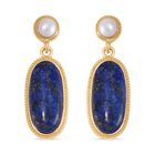 Lapislazuli, Weiße Süßwasser Perle Ohrringe  Legierung Standard gelb vergoldet