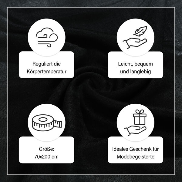 Schal aus Seide und Leinen, 70x200 cm, Schwarz image number 5