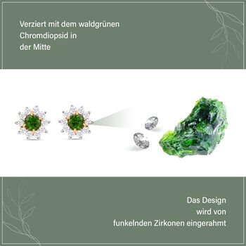 Nat&uuml;rliche Chromdiopsid und Zirkon-Ohrstecker - 1,15 ct.