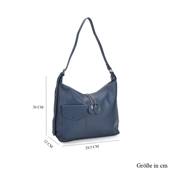 Crossbody Tasche aus echtem Leder, 29,5×12×26 cm, Blau image number 6