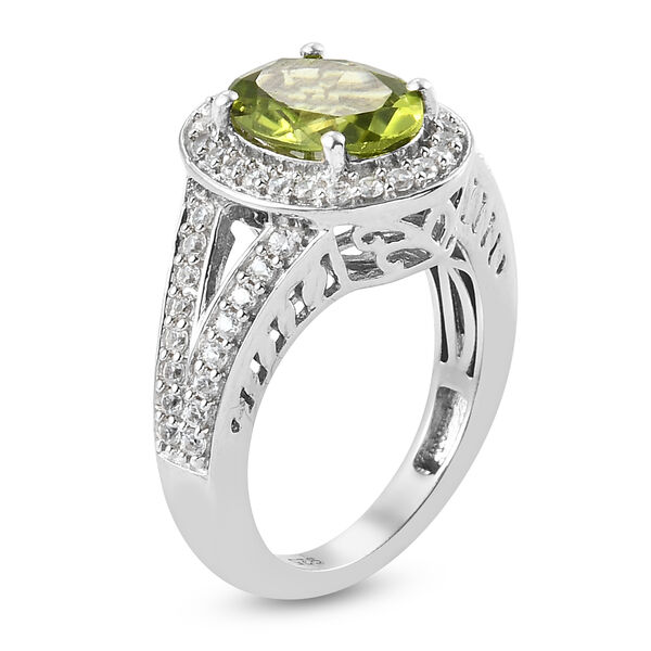 Natürlicher Peridot und Zirkon Ring 925 Silber platiniert  ca. 3,01 ct image number 5