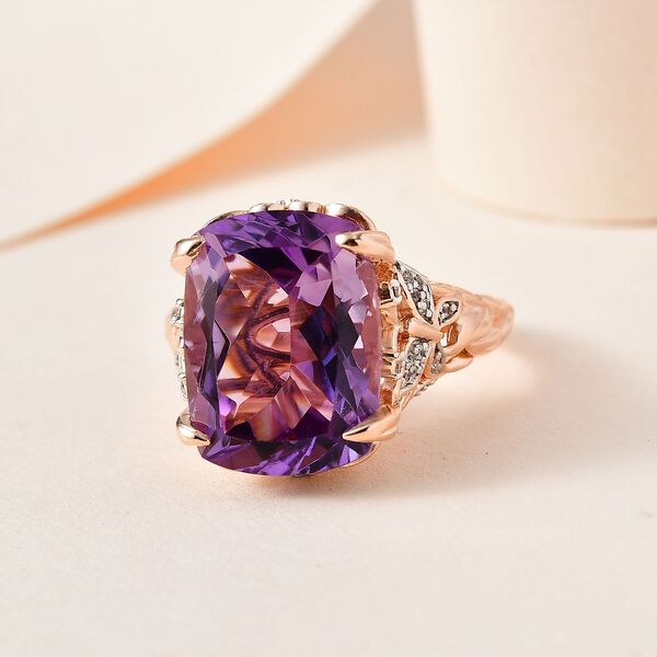 AAA Rose De France Amethyst und Zirkon Ring - 10,95 ct. image number 2