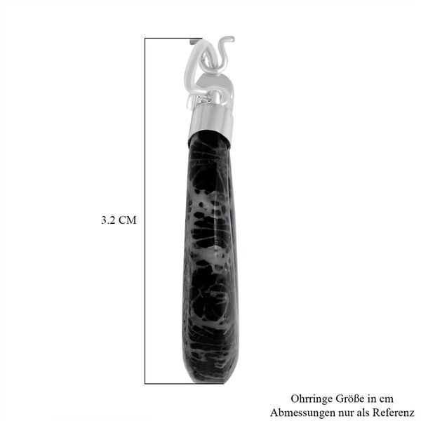 Schwarze Koralle Ohrringe 925 Silber image number 4