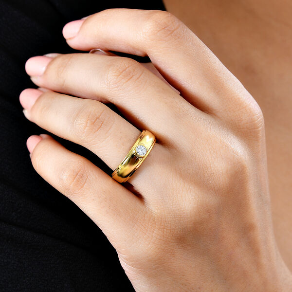 Moissanit Ring, 925 Silber vergoldet - 0,16 ct. image number 3