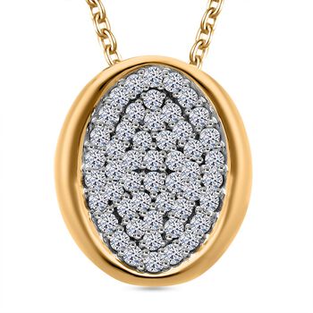 LUXURIANT SGL zertifizierter SI-GH Labor Diamant Anh&auml;nger mit 50cm Kette, 925 Silber Gelbgold Vermeil - 0,50 ct.