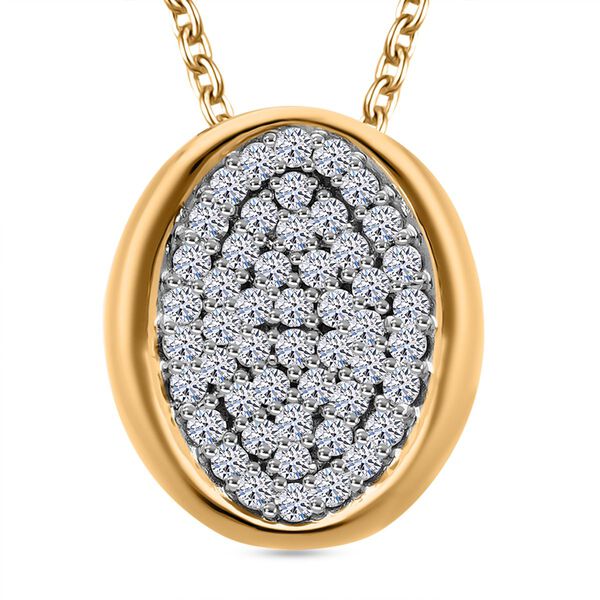 LUXURIANT SGL zertifizierter SI-GH Labor Diamant Anh&auml;nger mit 50cm Kette, 925 Silber Gelbgold Vermeil - 0,50 ct.