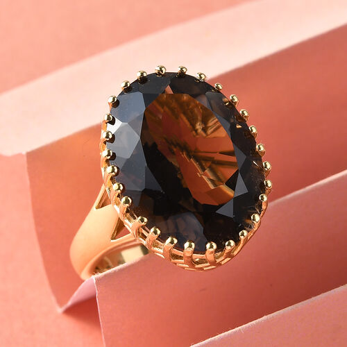 Rauchquarz-Ring, 925 Silber vergoldet  ca. 16,22 ct image number 1
