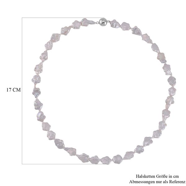 Wei&szlig;e Keshi Perle Halskette ca. 50 cm 925 Silber rhodiniert image number 5