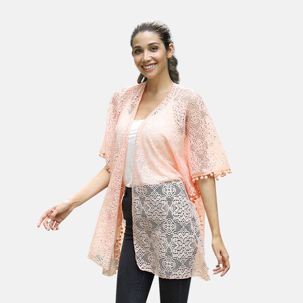 Kimono aus Spitze, Einheitsgr&ouml;&szlig;e Pfirsich image number 2