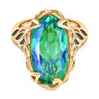 D’joy Pfau Quarz Triplette Ring 925 Silber 750 Gelbgold Vermeil (Größe 17.00) ca. 9,69 ct