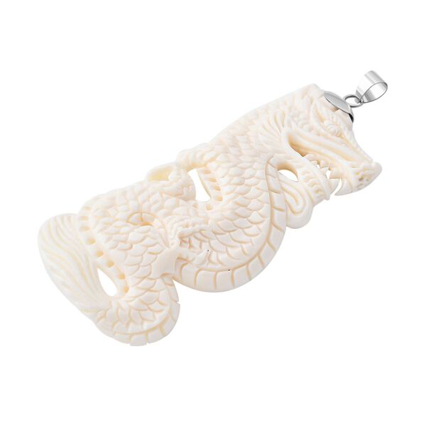 Royal Bali - Ox Bone Drachenmotiv Anhänger 925 Silber ca. 60.55 ct image number 3
