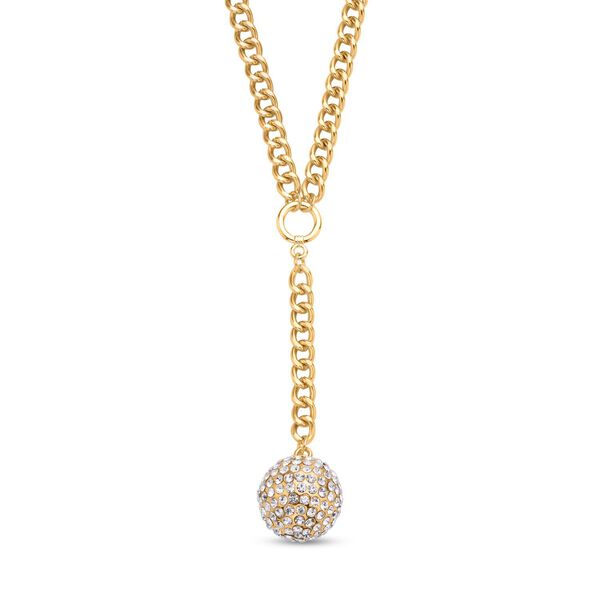 Wei&szlig;e Kristall-Halskette 50 cm und Ohrstecker in Goldton - 7 ct. image number 3