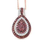 D'Joy AA Padparadscha Saphir, Weißer Zirkon Schmuckset ca. 50 cm 925 Silber 750 Roségold Vermeil ca. 1,57 ct.