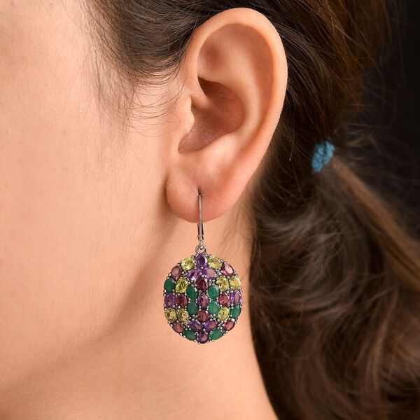 Rhodolith Granat, Peridot Ohrringe Edelstahl ca. 11.98 ct image number 3