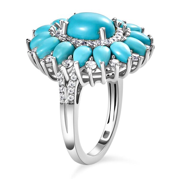 AA Sleeping Beauty Türkis und Zirkon-Ring - 5,87 ct. image number 5