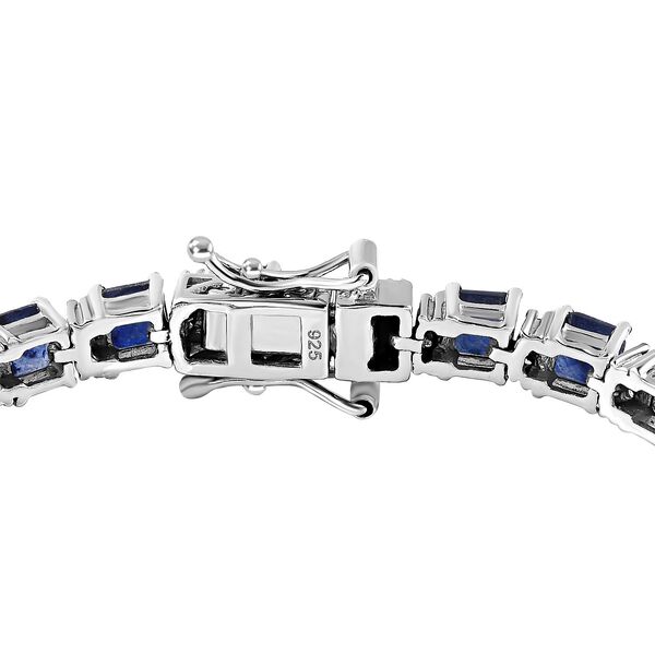 Masoala Saphir (Fissure gefüllt), Weißer Zirkon Armband ca. 19 cm 925 Silber platiniert ca. 18,45 ct. image number 4