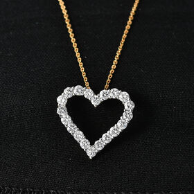 LUXURIANT SGL zertifizierter SI-GH Labor Diamant Anh&auml;nger mit 45cm Kette, 925 Silber 750 Gelbgold Vermeil - 1 ct.